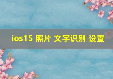 ios15 照片 文字识别 设置